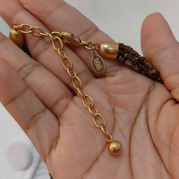 π΅Joan Rivers Gorgeous Bead Necklace Tiger's Eye Birds Flower Filigree Pendant - Picture 5 of 7